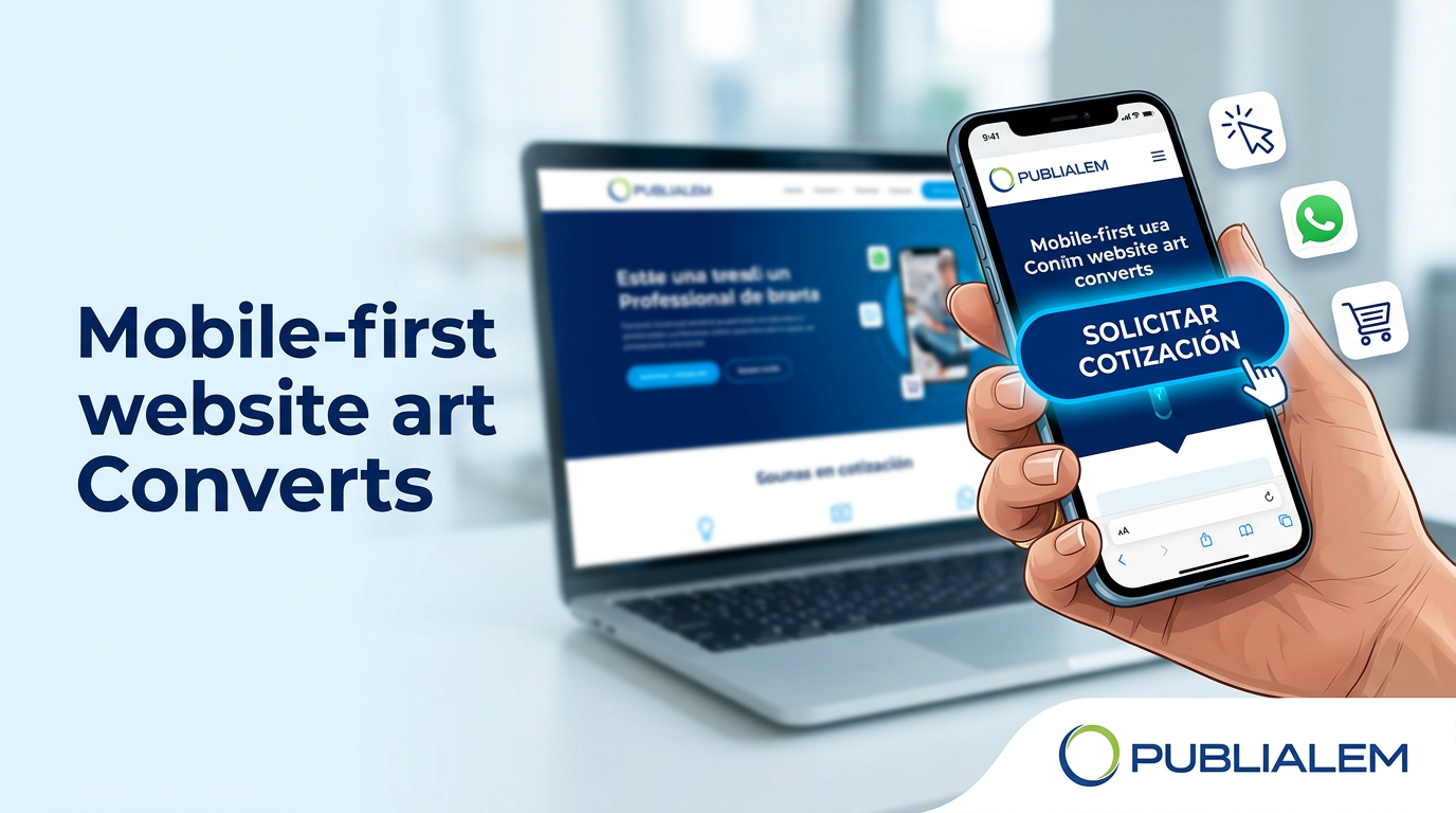 Sitio web mobile-first en un celular que convierte visitantes en clientes
