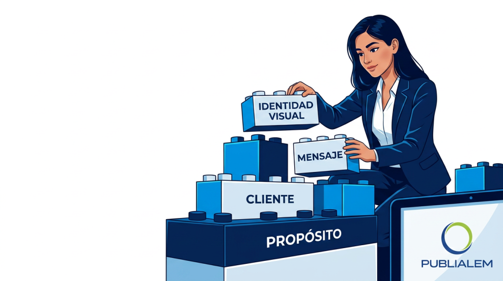Emprendedora construyendo su marca desde cero paso a paso como cimientos