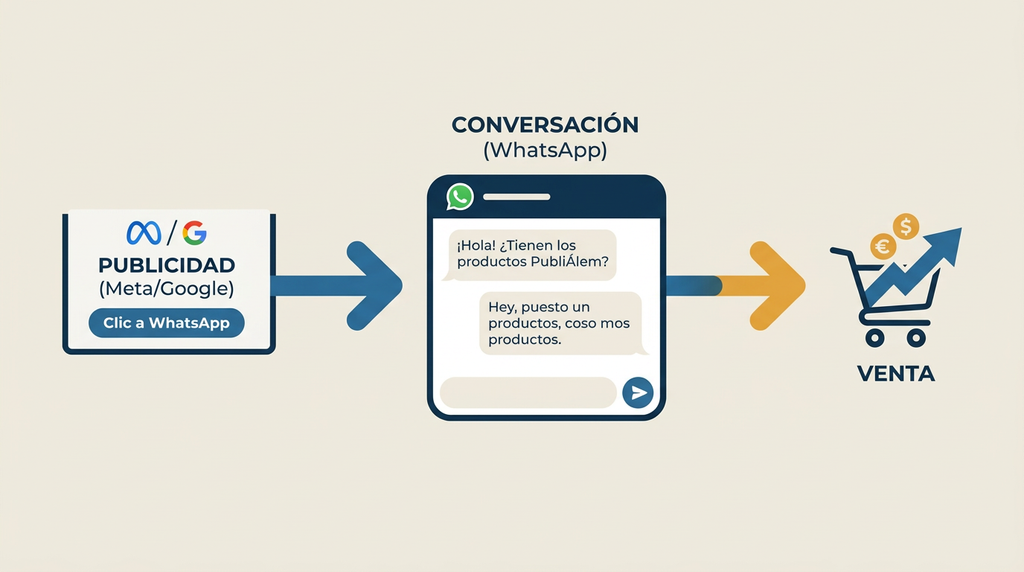 Flujo de anuncio a WhatsApp a venta para PyMEs